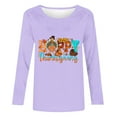 thumbnail image 4 of Azrian Clearance Pumpkin Tops Women's Fashionable Casual Round Neck 3/4 Sleeve T-shirt With Thanksgiving Print Suitable For Basic Top T-shirt Shirt Long Sleeved Round Neck Top, 4 of 4