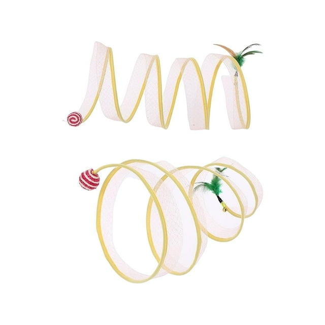 2Pcs Cat Tunnel Tube Collapsible Pet Toy Portable with Feather Toy Small Animals Playing Tent for Kitten Puppy Bunny Pet Supplies Yuyangstore Gato Túnel