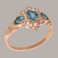 thumbnail image 3 of LBG British Made 18k Rose Gold Natural Blue Topaz & Cubic Zirconia Womens Statement Ring - 33 size options - Size 6.75, 3 of 5