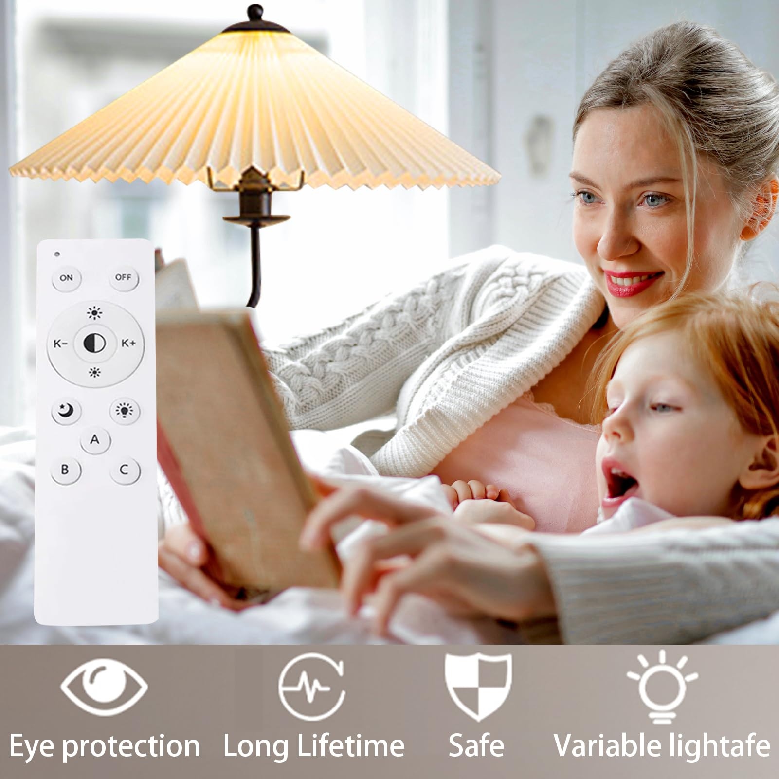 Pleated Floor Lamp, Classic Fabric Shade Standing Lamp for Living Room & Bedroom