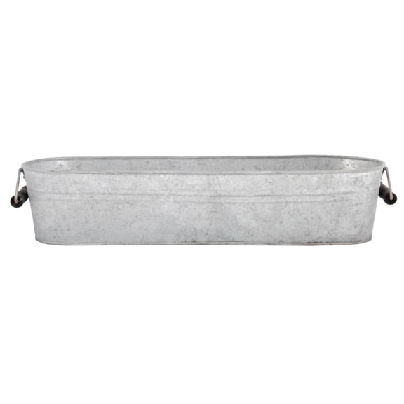 Esschert Design Oval Plant Tray with Handles Zinc Silver 22.8 Inch
