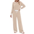 thumbnail image 3 of Fantaslook Color Block Pajamas for Women Crew Neck Tops Long Loungewear Pants Spliced 2 Piece Outfits Sets with Pockets, 3 of 10