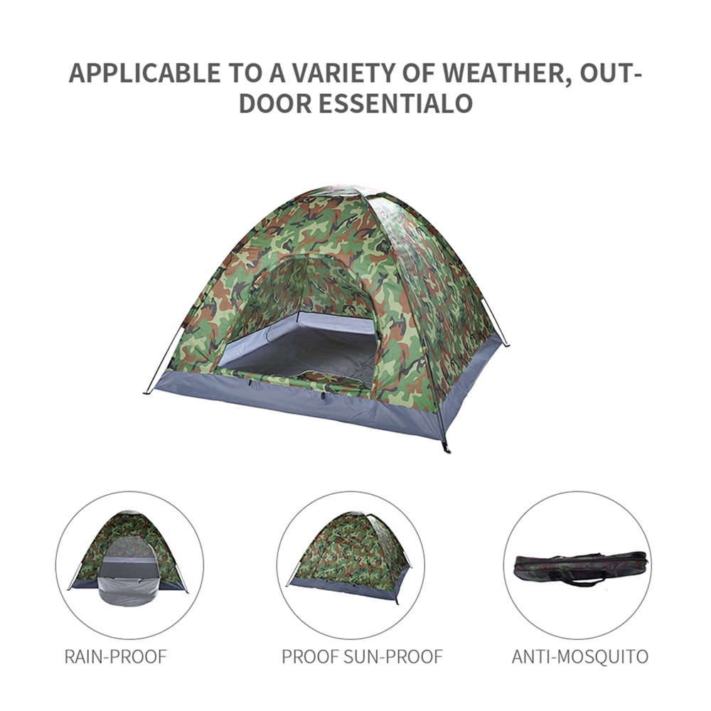 Tcbosik Tent with Carrying Bag for Camping, 3-4 Person Camping Dome Tent, Lightweight Portable Tent for Outdoor Camping/Hiking, Camouflage