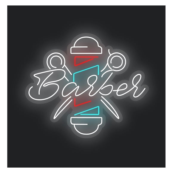 Letrero De Neón LED Para Barbería Con Tijeras Y Navaja, 55cm. Ideal Para Decoración Peluquerías