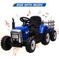 thumbnail image 3 of EastVita 12V Farm Driving Simulation Ride on Car Ride Toy Electric Tractor with Trailer, Toddler Diding, with Remote Control, 7-LED Headlight/2+1 Gear Shift/MP3 Player/USB Port for 3 Age+ Kids, 3 of 9