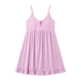 thumbnail image 5 of IUYRTFE Women's V-Neck Spaghetti Strap Sleeveless Mini Dress Flowy Ruffle Hem Casual Summer Swing Tank Dress, 5 of 5