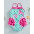 thumbnail image 2 of Miaouyo Toddler Girl´s Summer Jumpsuit Bikini, Flamingo Little Fish Print Sleeveless Ruffle Swimsuit, 2 of 9