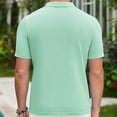thumbnail image 4 of Men's Knit Shirts Short Sleeve Vintage Colorblock Cuba Beach Shirts Summer Casual Button Down Shirt, 4 of 7