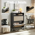 thumbnail image 2 of Lecut Rattan Shoe Cabinet with 2 Flip Drawers, 16 Pairs Shoe Storage Cabinet for Entryway Freestanding Hidden Shoe Rack with Drawer Slim Shoe Organizer for Hallway, Living Room, Black, 2 of 7