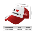 thumbnail image 3 of I Heart Vegetable Love Food Funny Trucker Hat Mesh Cap Unisex Red, 3 of 5