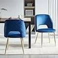 thumbnail image 2 of NORDICANA Modern Dining Chair Set of 2, Navy Blue Velvet Fabric Upholstered Accent Chairs with Golden Metal Legs, Round Back Side Chairs for Kitchen Living Room Bedroom, 2 of 10