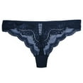 thumbnail image 3 of Gibobby Ropa interior termica Mujeres Sexo Tanga Impreso Elasticidad Transpirable Francés Encaje Mujeres Bragas Ropa interior sexy （Azul marino， L), 3 of 5