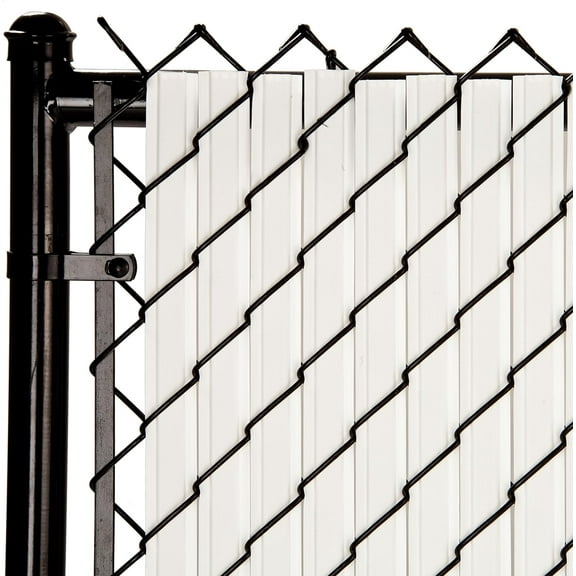 Slat Made in America Privacy Inserts for Chain-Link Fence, Double-Wall Vertical Bottom-Locking Slats with Wings for 4' Fence Height (White)