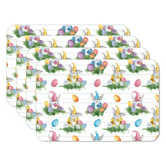 CounterArt "Easter Bunny Gnomes" 4 Pack Flexible Plastic Tabletop Placemats