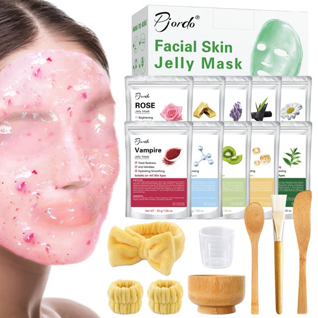 Jelly Mask Pjordo Professional, paquete de 10 unidades con cuencos para mezclar