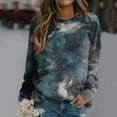 thumbnail image 2 of Bibifish Womens Tie Dye Sweatshirt Printed Crewneck Long Sleeve Pullover Casual Loose Fit Spring Fall Comfortable Pullover Tops For Ladies, 2 of 6