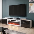 thumbnail image 4 of Rova WH-EF Fireplace TV Stand for TVs up to 85", Modern High Gloss 75" Entertainment Center, Electric Fireplace TV Media Console with Storage Cabinets and LED Lights, 4 of 9