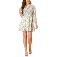 thumbnail image 4 of Allegra K Women's Smocked Ruffle Collar A-Line Long Sleeve Floral Dress, 4 of 6