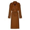 thumbnail image 5 of GXIPO Womens Oversized Long Trench Coat Double Breasted Lapel Windproof Overcoat with Belt Brown S, 5 of 5