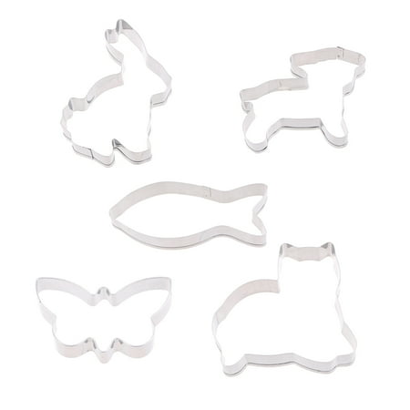 

5pcs Lovely Animal Shape Cookie Cutters Stainless Steel Biscuit Mold DIY Baking Mold Kitchen Baking Tool