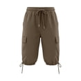thumbnail image 5 of Womens Cargo Bermuda Pants Summer Lightweight Quick Dry Hiking Pants Elastic Waist Pull On Cropped Pants with Pockets for Travel,Brown,XL, 5 of 7