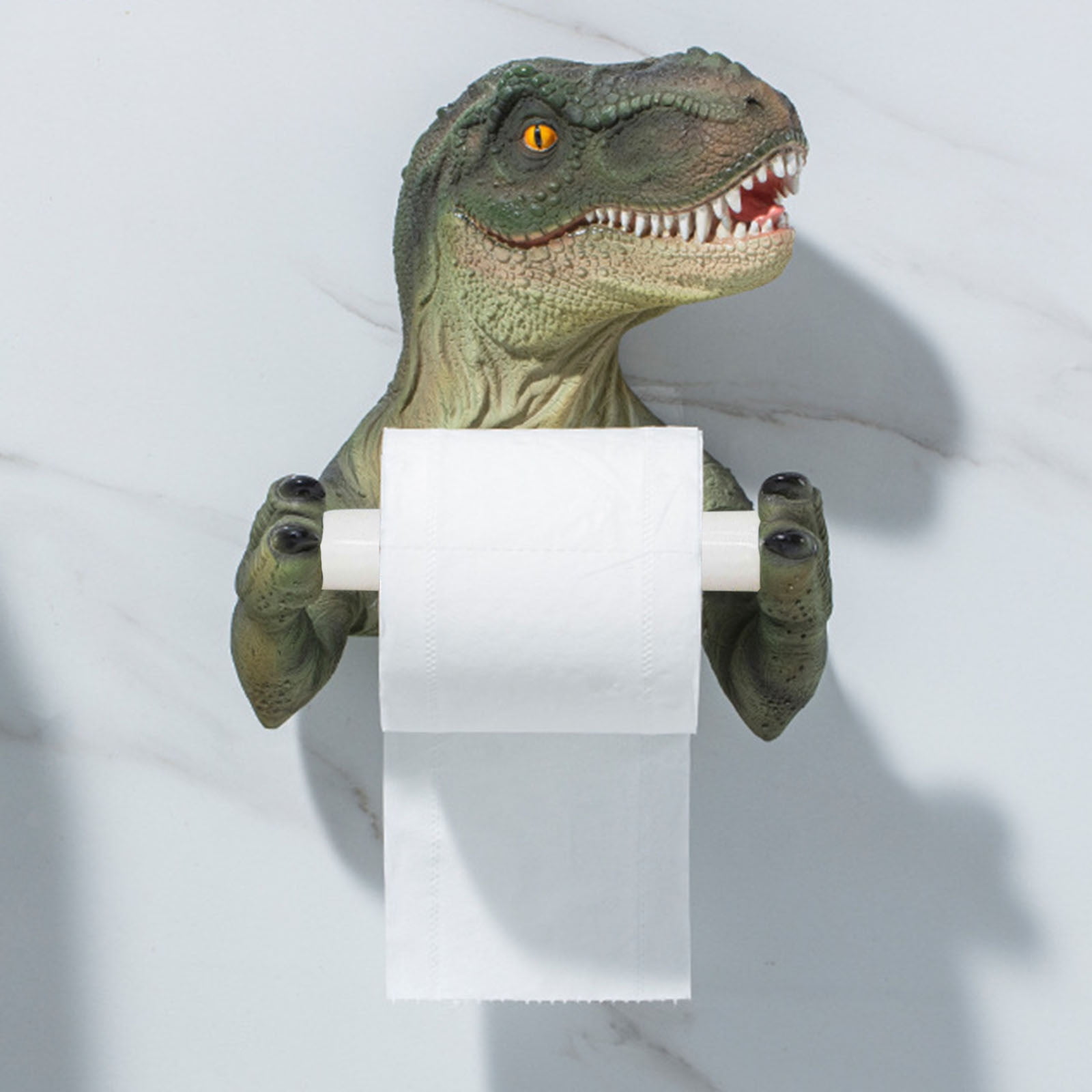 Creative Dinosaur Toilet Roll Paper Towel Rack Bathroom Hole Free Resin