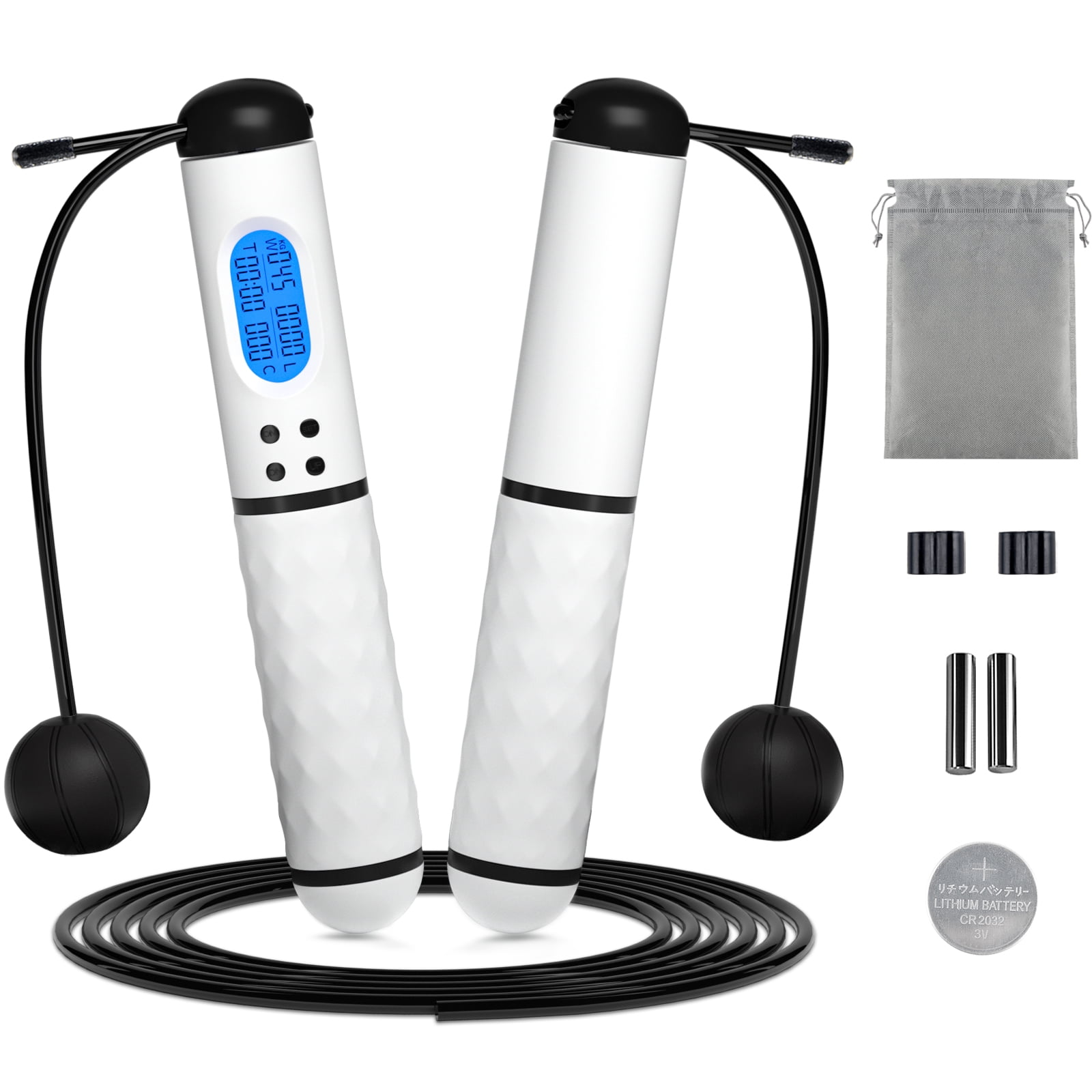 Weighted Cordless Jump Ropes with 2 Balls & Adjustable Length Bod Rope