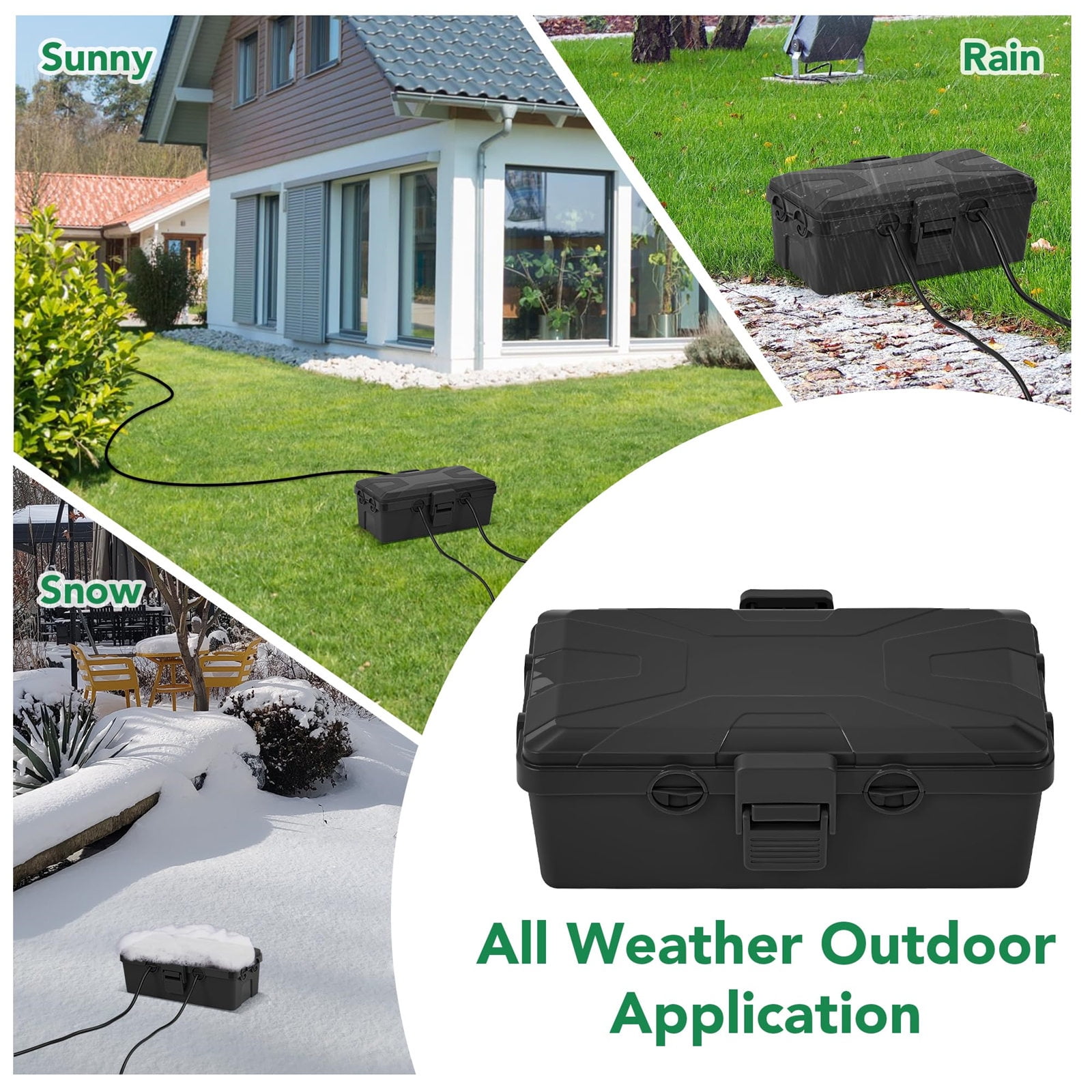 6Port Weather proof Electrical Box Junction Box Heavy Duty PP Construction Outdoor Use for Lighting Chargers Pool