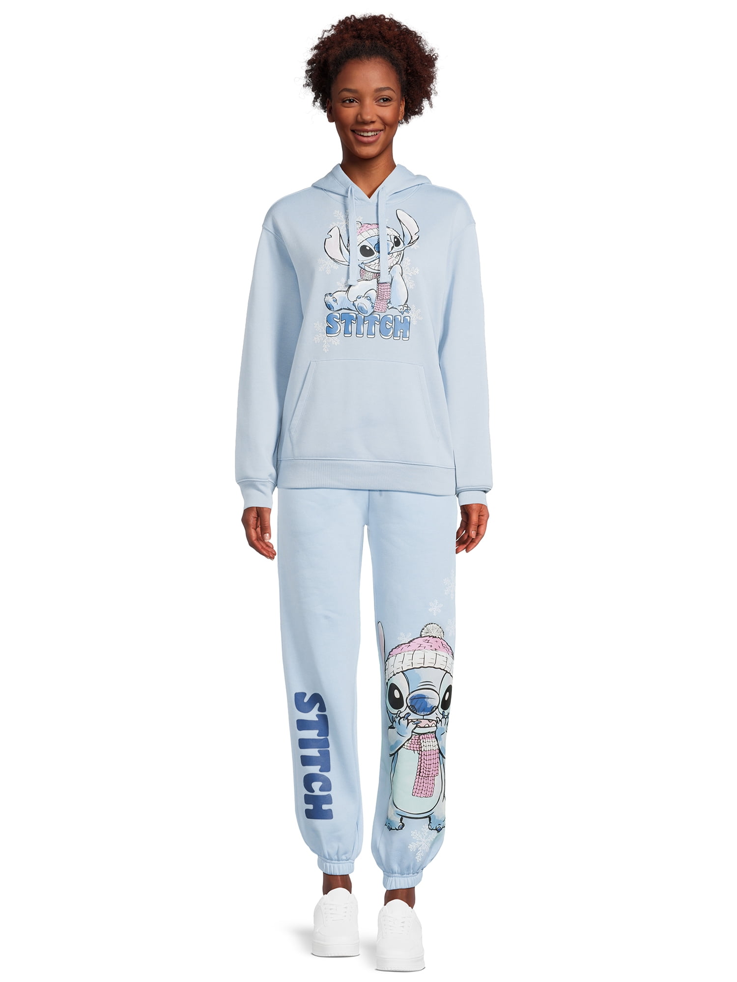 Disney Women's Stitch Plush Jogger Pajama Pants, (Size Small, Winter White)  at  Women's Clothing store