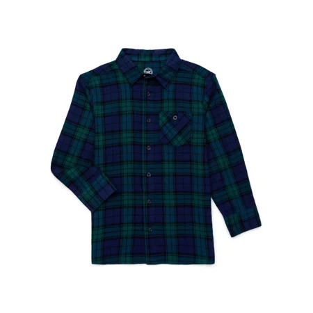 Wonder Nation Boys Long Sleeve Flannel Shirt, Sizes 4-18 & Husky