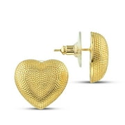 Bubble Heart Stud Earrings, 14K Gold Plated Dome Earrings 23mm - Gold Beaded Heart Earrings, Jewelry for Love, Elegant Earrings for Mom, Gold Heart Jewelry