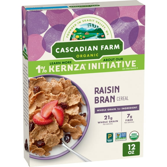 Cascadian Farm Raisin Bran Organic Cereal, Made with Whole Grain, 12 oz