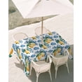 thumbnail image 3 of 52x70 Inch Outdoor Tablecloth with Umbrella Hole Zipper Rectangle Blue Flowers Rectangular Tablecloths Outside Waterproof Yellow Lemons Summer Fruit Pastoral Patio Table Cloth Cover for Picnic Party, 3 of 8