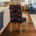 thumbnail image 4 of COEQINE Dining Chair Slipcovers Set of 6, Machine Washable Stretchable Chair Covers for Dining Chairs, Universal Fit Polyester Spandex for Stain & Scratch Protection, Cherry Black, 4 of 7