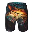 thumbnail image 3 of Honeii's Underwater Treasure Chest Print Men's Casual Shorts with Drawstring，Swim Trunks Quick Dry Beach Shorts, 3 of 5