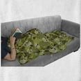 thumbnail image 6 of Camo Soft Flannel Fleece Throw Blanket, Composition of Skulls Scary Head Skeletons Graphic Grunge Illustration, Cozy Plush for Indoor and Outdoor Use, 70" x 90", Green Pale Green Beige, by Ambesonne, 6 of 6