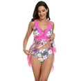 thumbnail image 4 of Baywell Women's One Piece Skirt Swimwear Sexy V Neck Printing Swimsuit Tummy Control Bathing Suit, 4 of 9