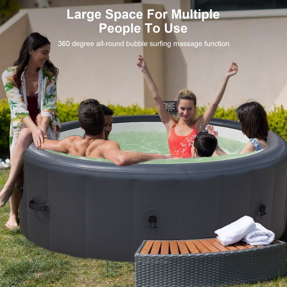 Seizeen Inflatable Hot Tub for 4-6 People, Portable Hot Tub with Colorful Light, Luxurious Home SPA with 150pcs AirJet, 69''Dia, Max 104℉