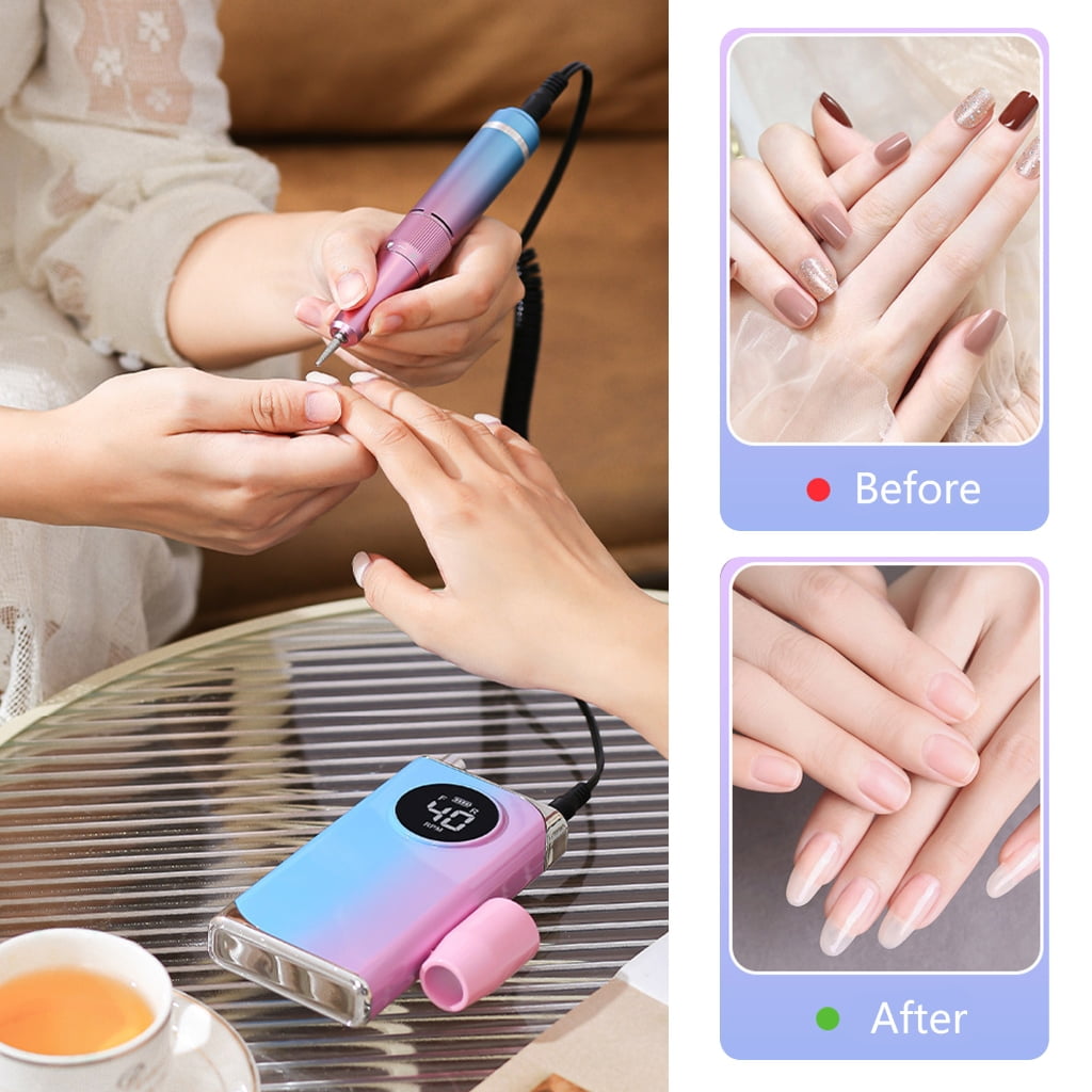 40000RPM Electric Nail Drill Machine with Pause Mode Electric Nail File Nail Drill File for Acrylic Gel Nail Polishing