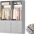 thumbnail image 1 of Sistema de armario Besiost de 4 pies con 6 cajones de madera y 2 barras para colgar, color gris, 1 of 7