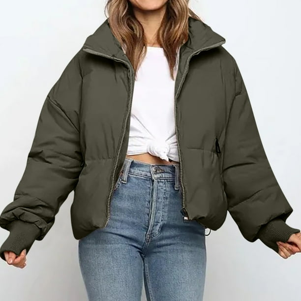 Stylish Women Parkas Winter Coats in Black and Army Green