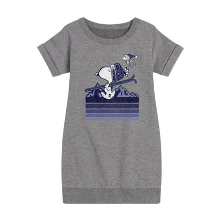 

Peanuts - Snoopy Woodstock Ski Stripes - Toddler And Youth Girls Fleece Dress