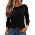 thumbnail image 2 of ASDFVBKG Women's Tops Fall Crew Neck Long Sleeve Tshirts Shirts Casual 2026 Fashion Clothes Outfits Black XL, 2 of 5