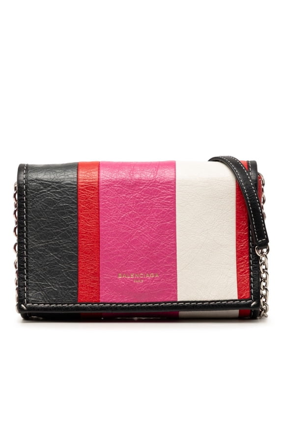 Pre-Owned Balenciaga Bazaar Chain Shoulder Bag Wallet 497938 Multicolor Leather Women's...