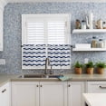 thumbnail image 6 of Half Window Curtains 24 Inches Long, Navy Blue Grey White Window Treatment Curtain Drapes, Abstract Geometric Ocean Wave Stripe Short Curtains Tiers for Kitchen Over Sink, 27.5"x24", 2 Panels, 6 of 7