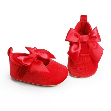 

Aompmsdx Toddler Kids Girls Soild Colour Bowknot Princress Shoes Soft Sole The Floor Barefoot Non Slip First Walkers Prewalker Shoeshello Kitty
