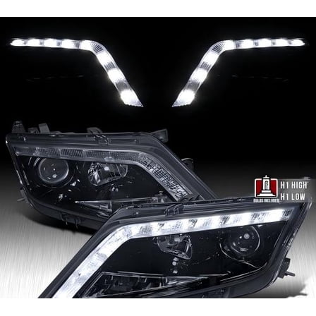 Fit 2010-2012 Ford Fusion LED Strip Projector Headlights Head Lamps Black/Smoke