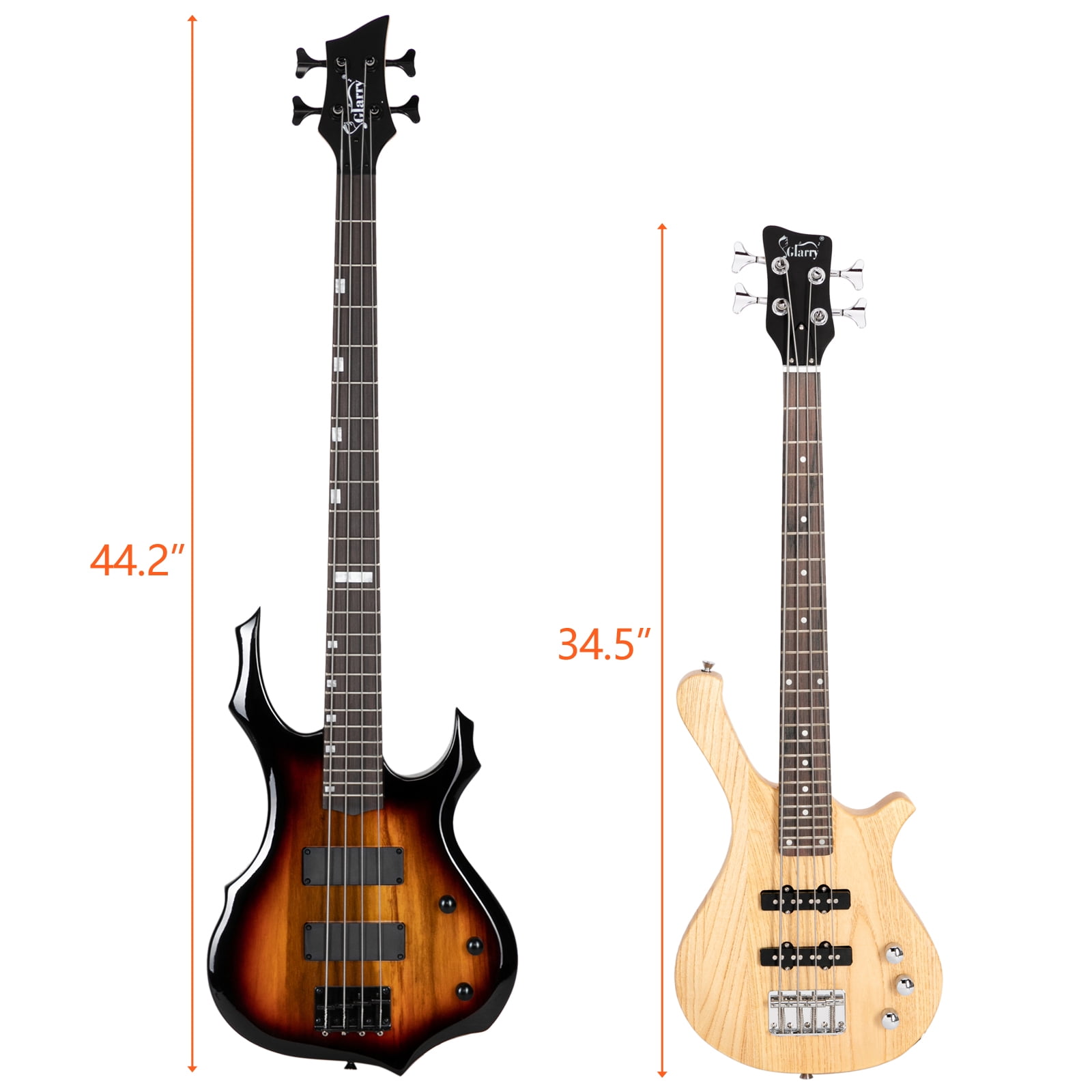 Glarry 36in Electric Bass Guitar, 4 String Electric Bass Guitar Kit for Kids, Boy and Girl, Brown