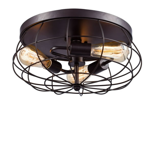 MOLEBIT 15.74" Dimmable 3-Light Black Painted Flush Mount Light with Globe