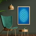 thumbnail image 2 of Geometry Wall Art with Frame, Flower of Life Grid Pattern Consisting of Types Overlapping Circles Theme, Printed Fabric Poster for Bathroom Living Room, 23" x 35", Blue White, by Ambesonne, 2 of 2